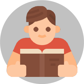 Ilustración de un niño leyendo un libro