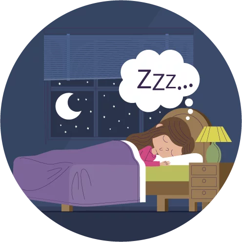 Ilustración de una persona durmiendo en una cama