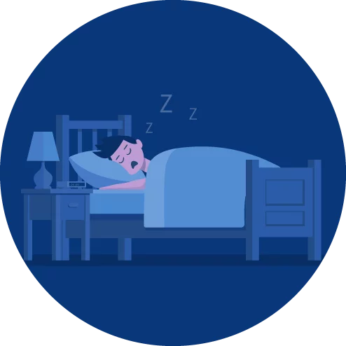 Ilustración de una persona durmiendo en una cama