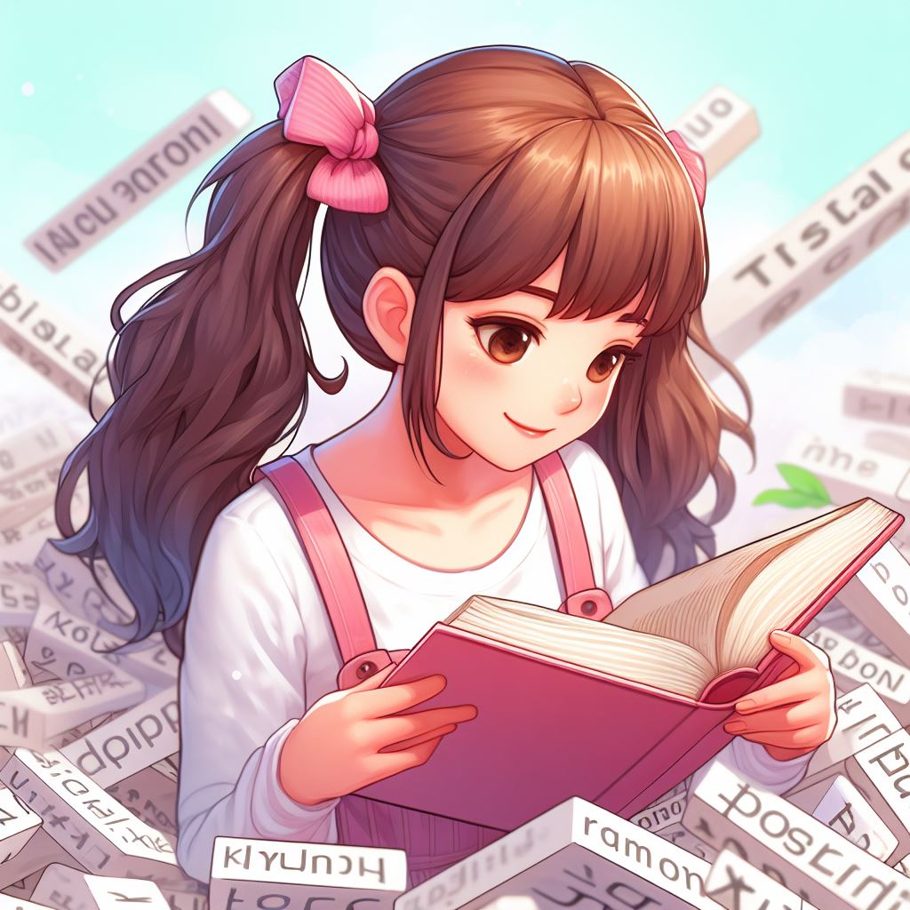 Una imagen que muestra a una niña leyendo un libro en una biblioteca, rodeada de otros libros y de un gato que duerme en una silla.