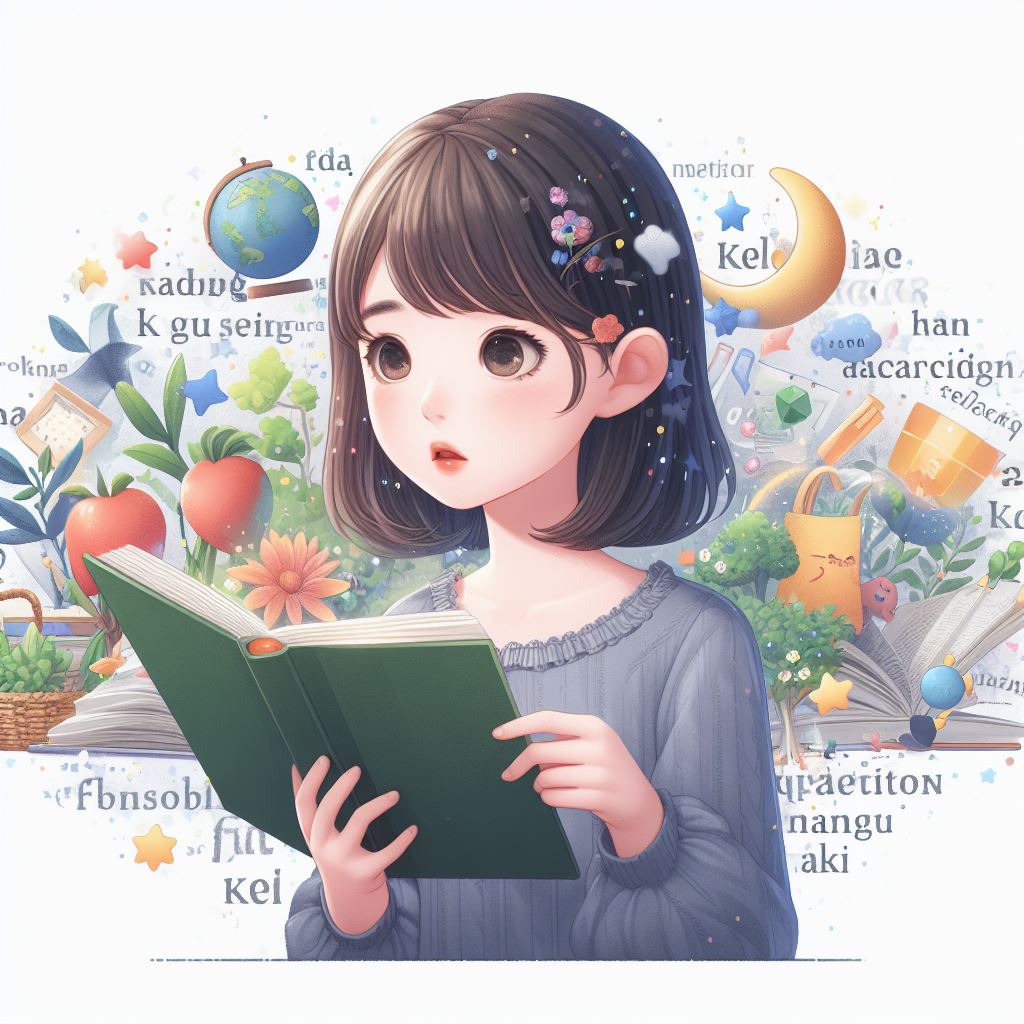 Una imagen que muestra a una niña leyendo un libro en una biblioteca, rodeada de otros libros y de un gato que duerme en una silla.