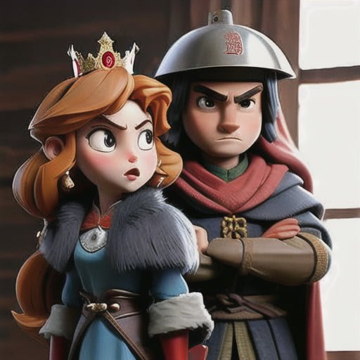 Una imagen de dos figuras, una de una reina y otra de un caballero,