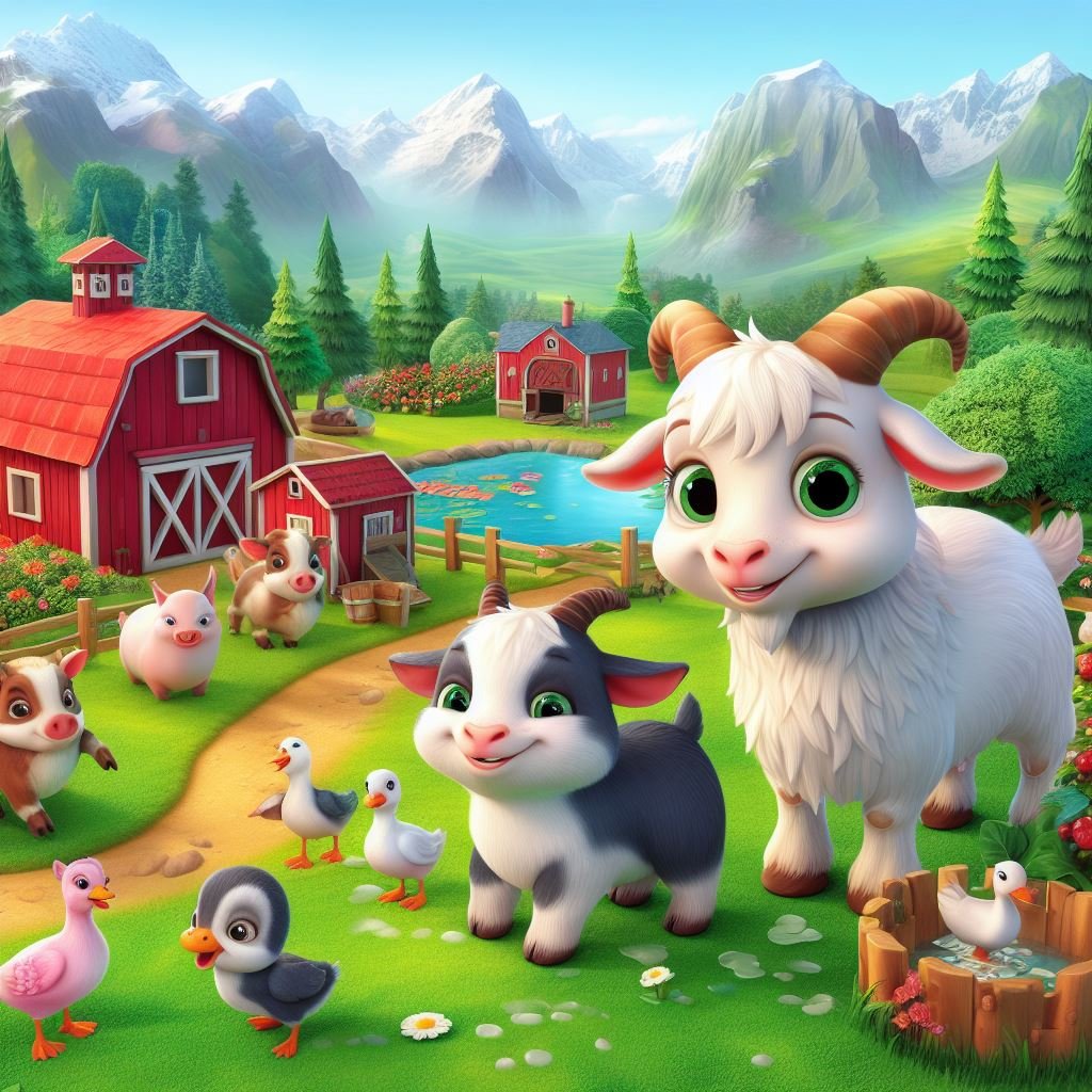 Ilustración de una granja con animales