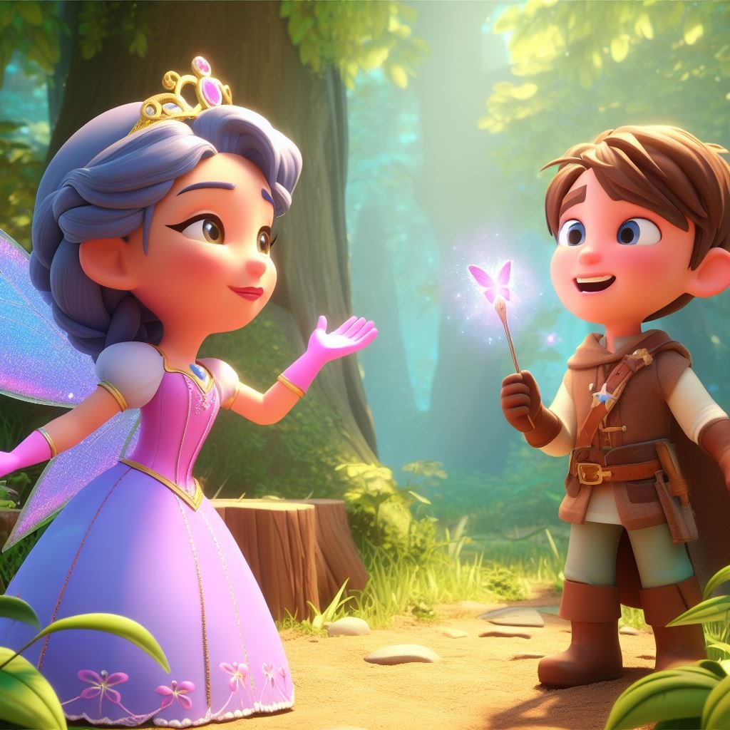 Una ilustración de dos personajes de dibujos animados en un bosque