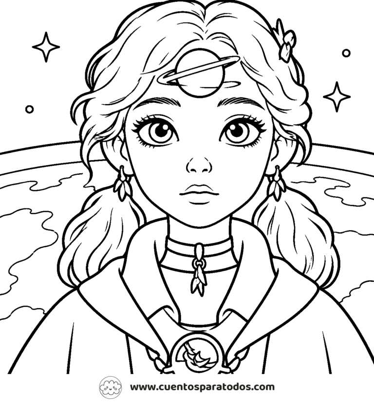Dibujo para colorear del cuento Emily, la niña sin magia