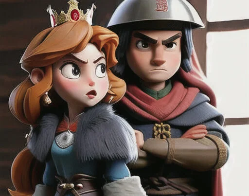 Una imagen de dos figuras, una de una reina y otra de un caballero,