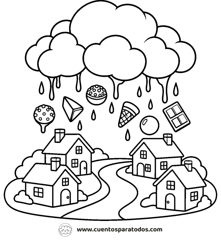 Dibujo para colorear del cuento Nubes de Chocolate