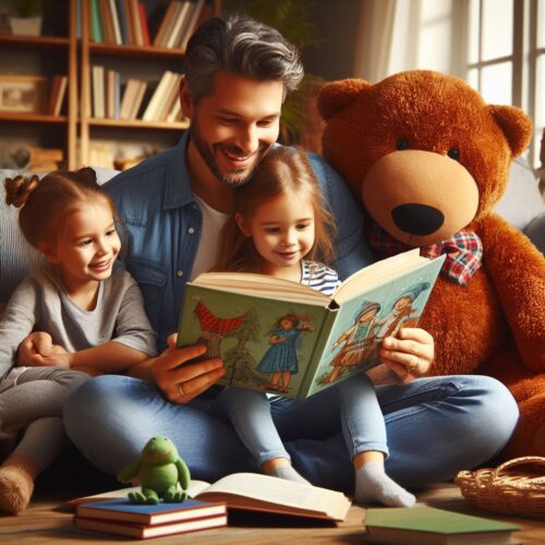 Padres leyendo a sus hijos