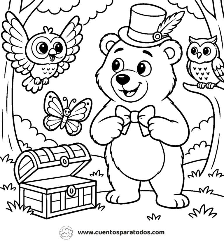 Dibujo para colorear del cuento Oso octavio
