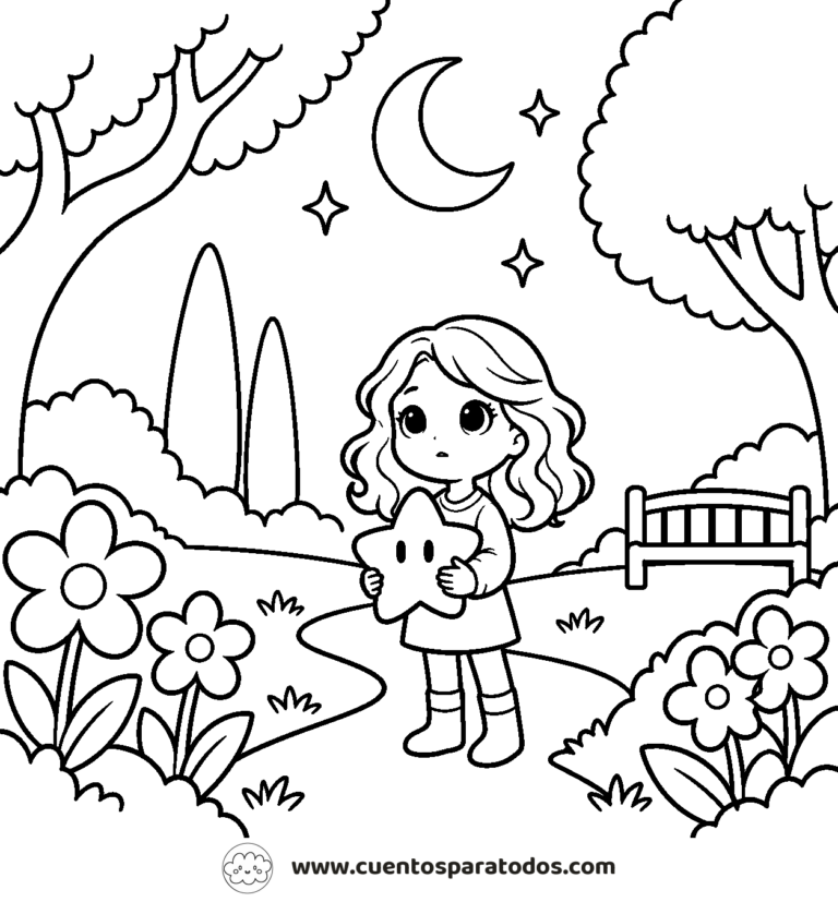 Dibujo para colorear del cuento Luna’s Lost Star